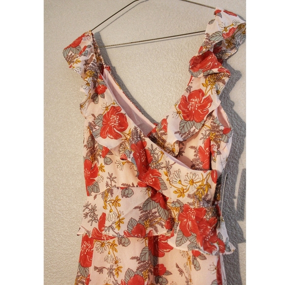Fleur-Evermore Blush Pink Floral Ruffled Dress NWT - Picture 4 of 8